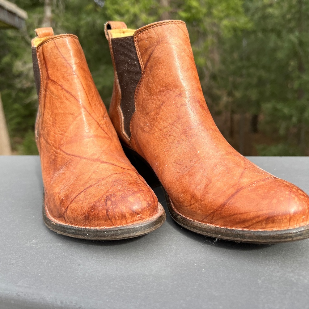 brown Frye booties, size 6